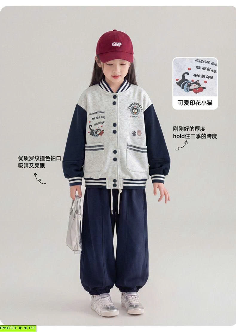 ÁO KHOÁC NỈ IN HÌNH MÈO