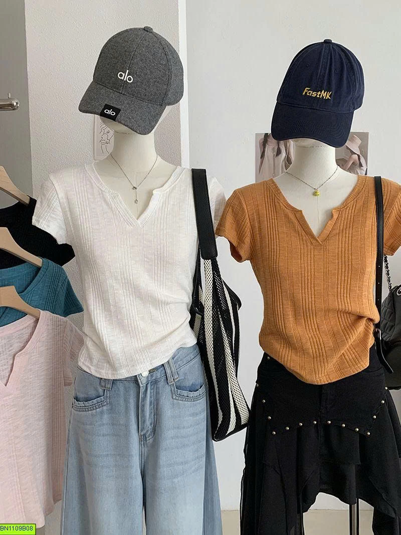 ÁO LEN NỮ NGẮN TAY CỔ V