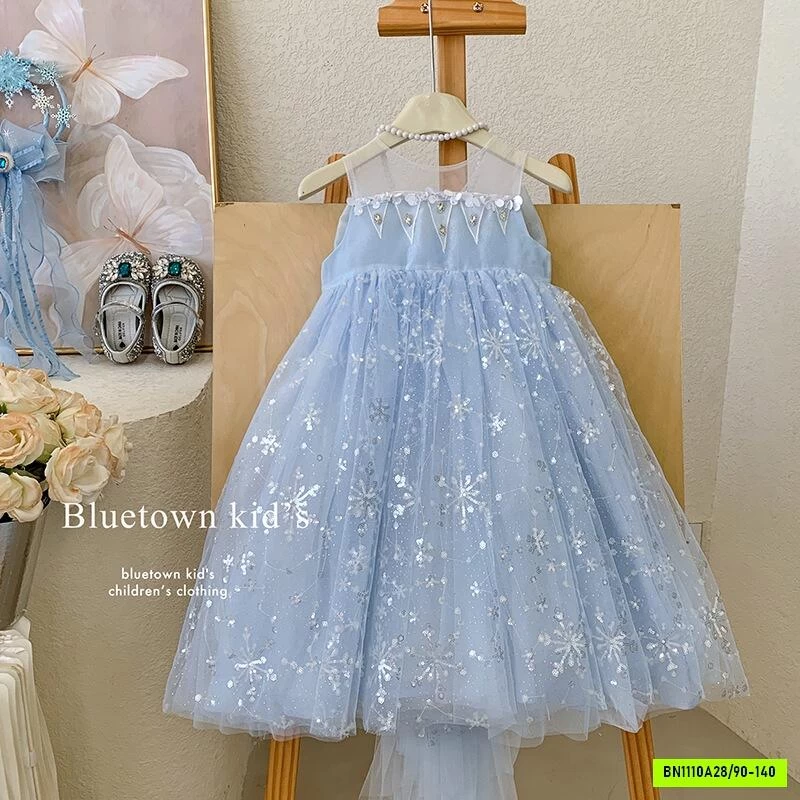 ĐẦM VOAN XANH BÔNG TUYẾT BLUETOWN