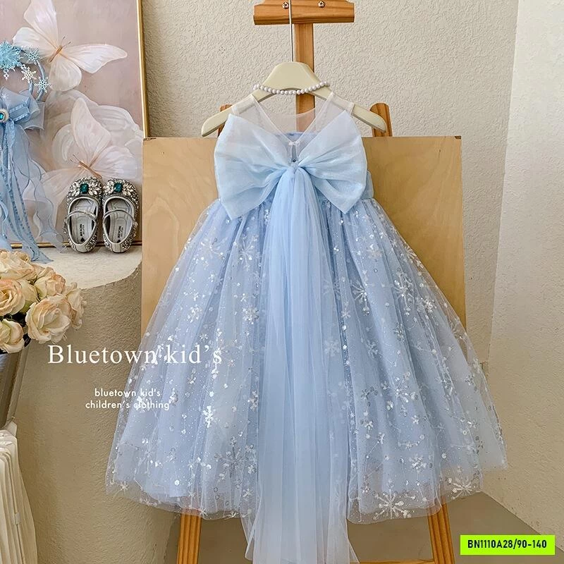 ĐẦM VOAN XANH BÔNG TUYẾT BLUETOWN