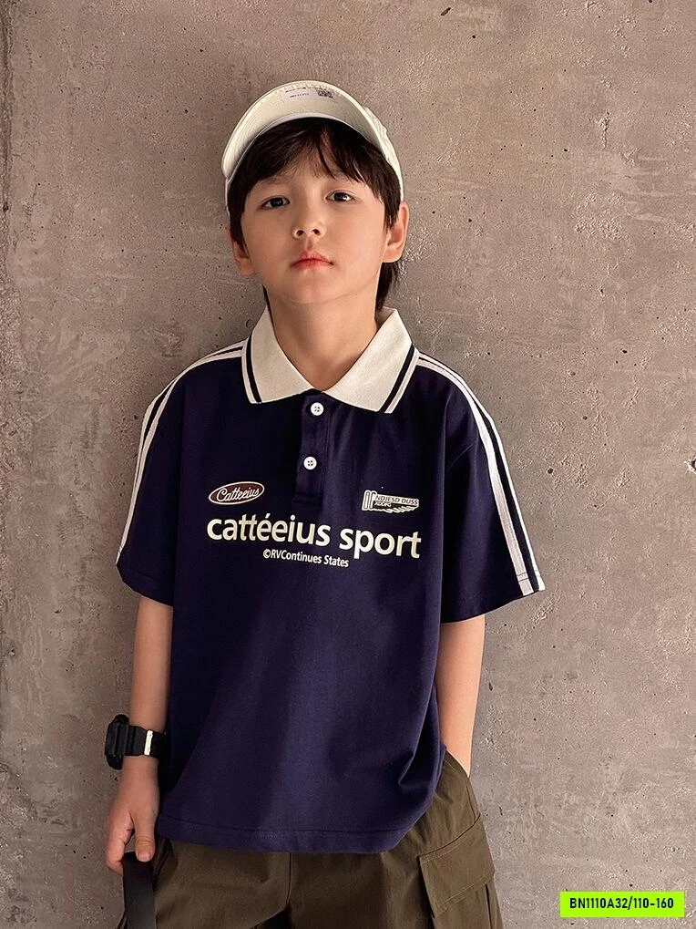 ÁO POLO SPORT SỌC VAI NGẮN TAY