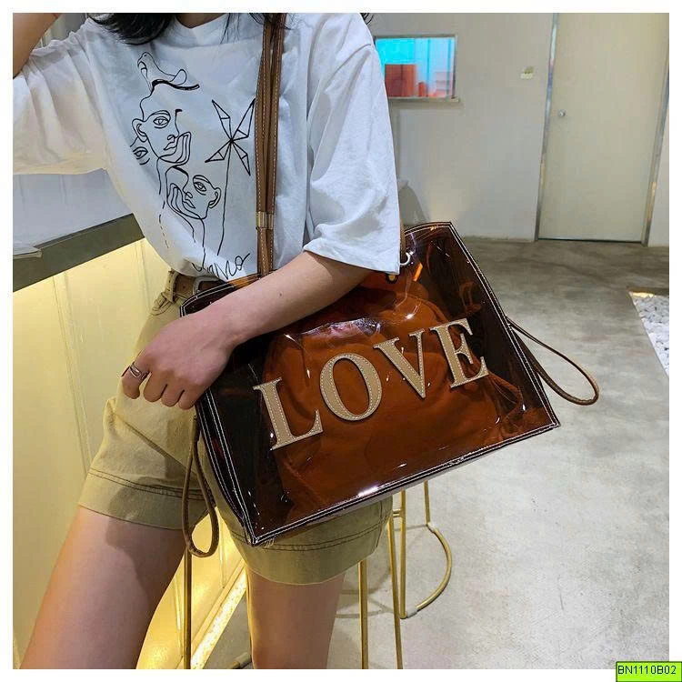 TÚI NHỰA ĐEO VAI IN CHỮ LOVE