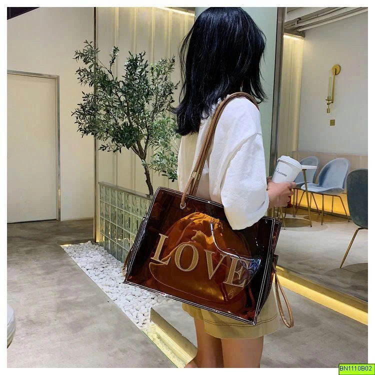 TÚI NHỰA ĐEO VAI IN CHỮ LOVE