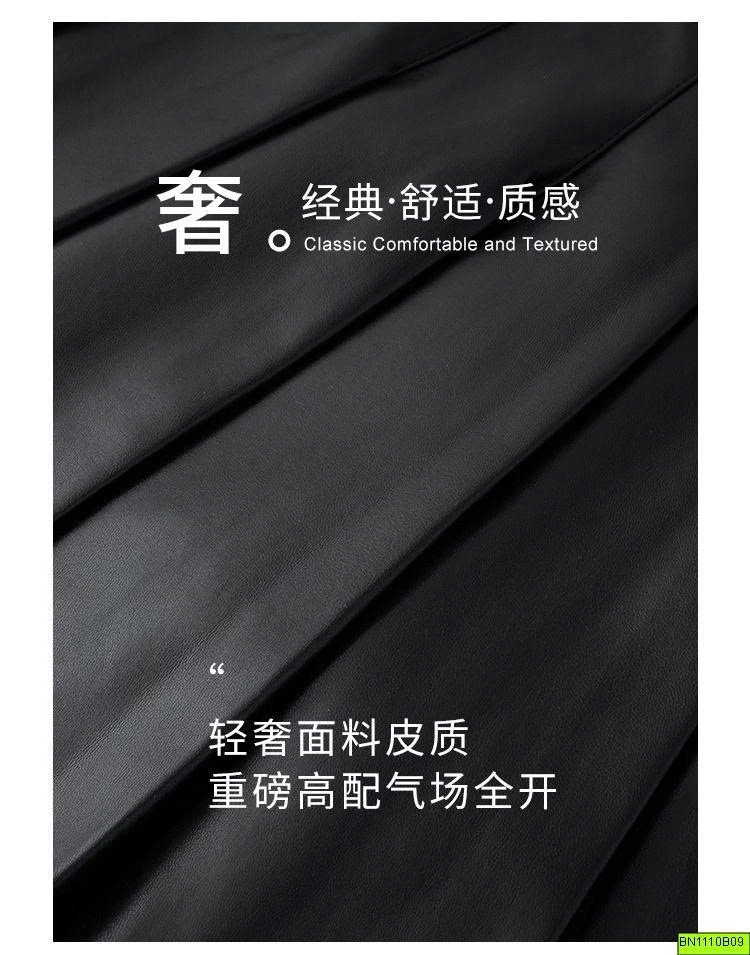 CHÂN VÁY DA XẾP LÝ DÁNG NGẮN
