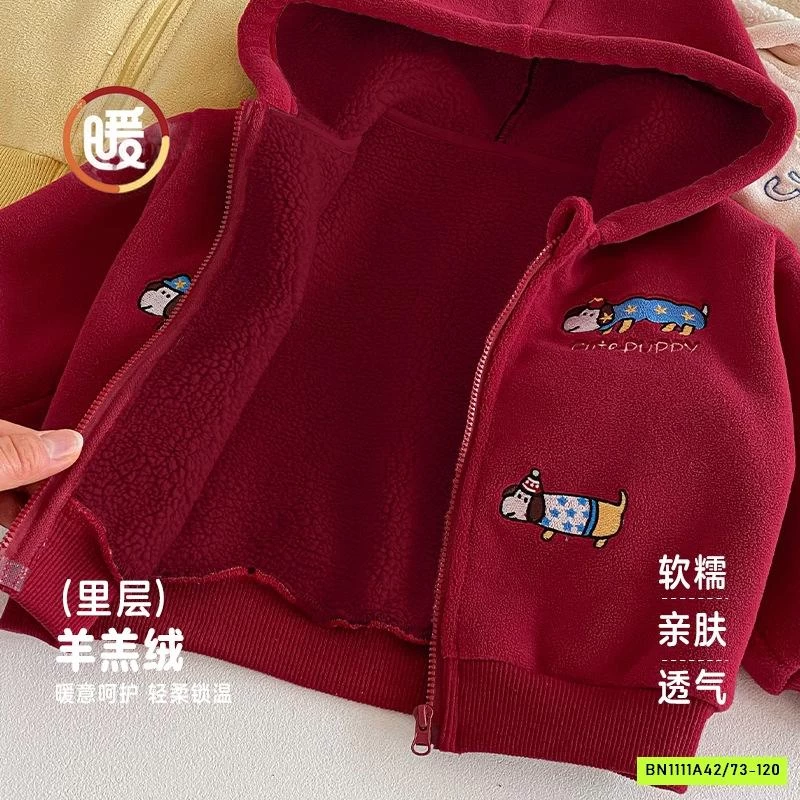 KHOÁC NỈ LÓT LÔNG CỪU THÊU CÚN