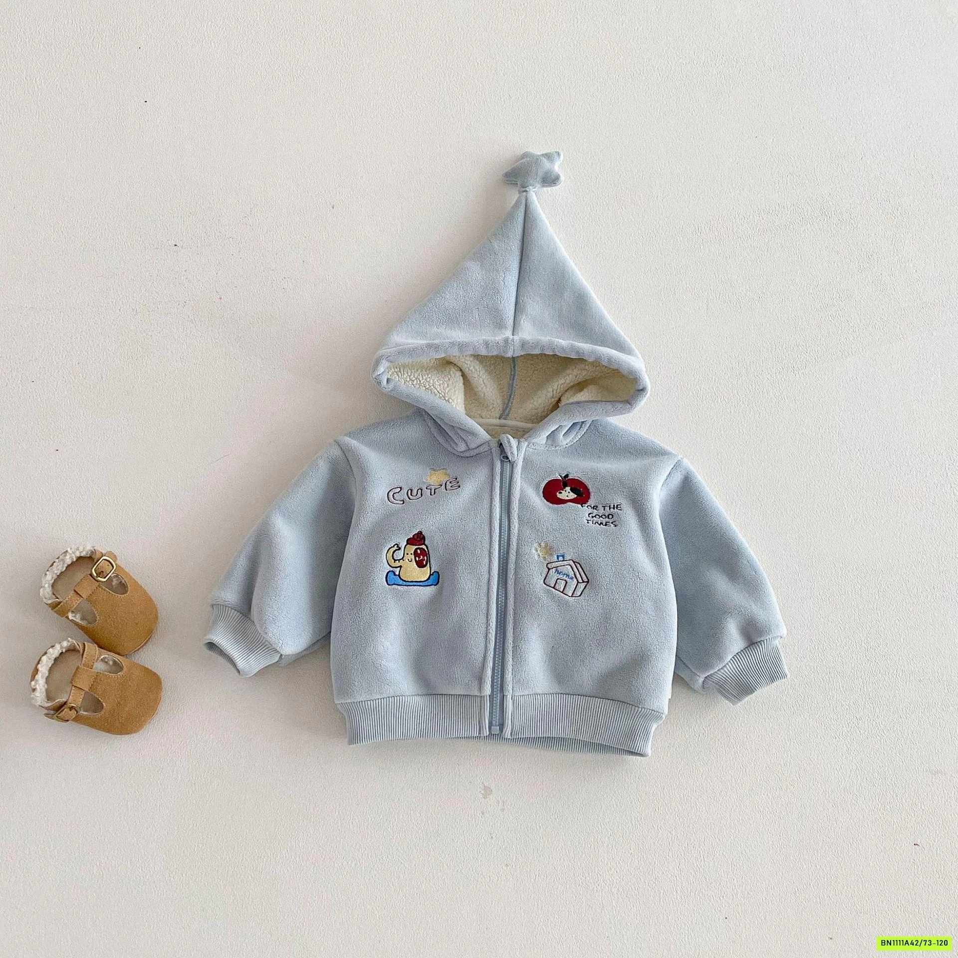 KHOÁC NỈ LÓT LÔNG CỪU THÊU CÚN