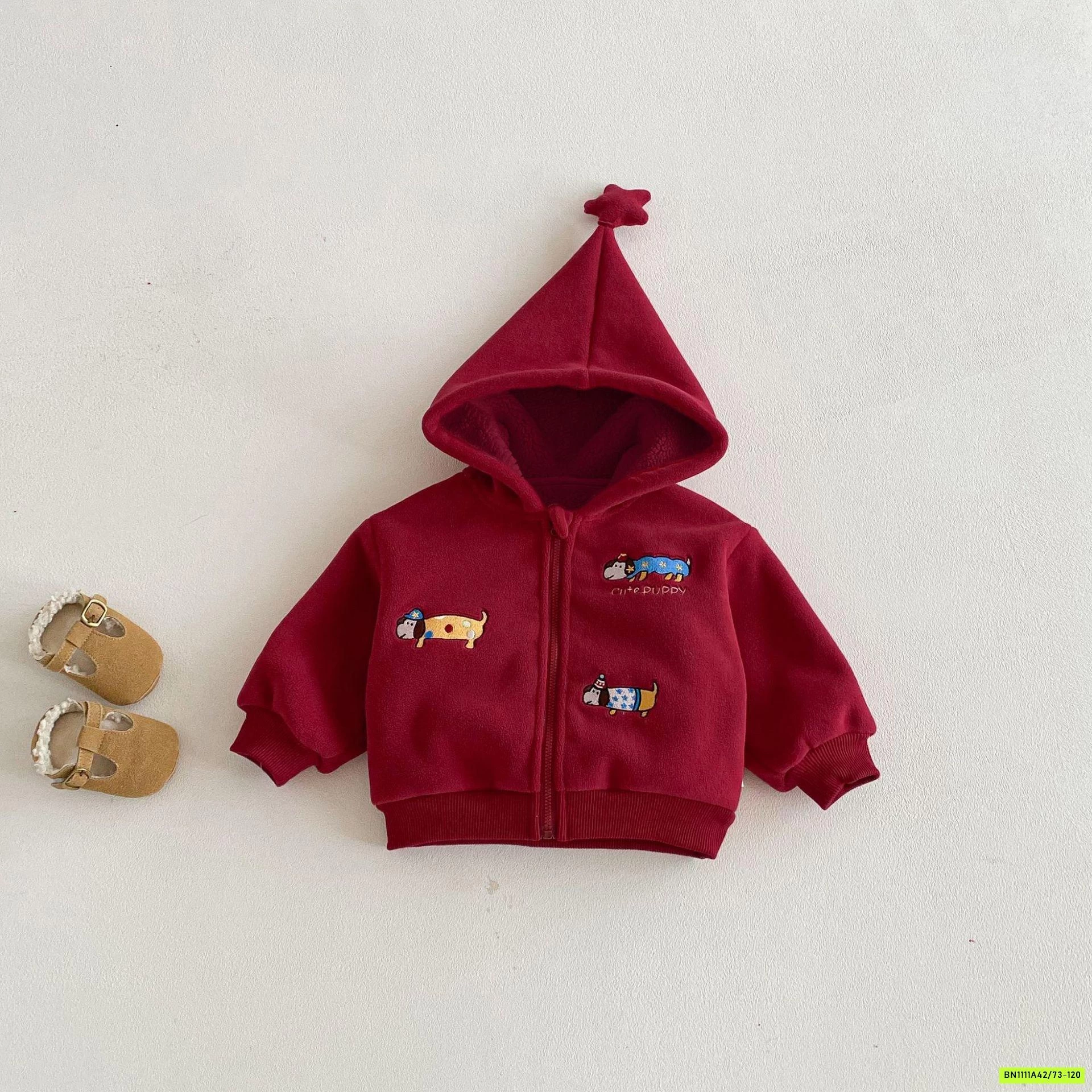 KHOÁC NỈ LÓT LÔNG CỪU THÊU CÚN