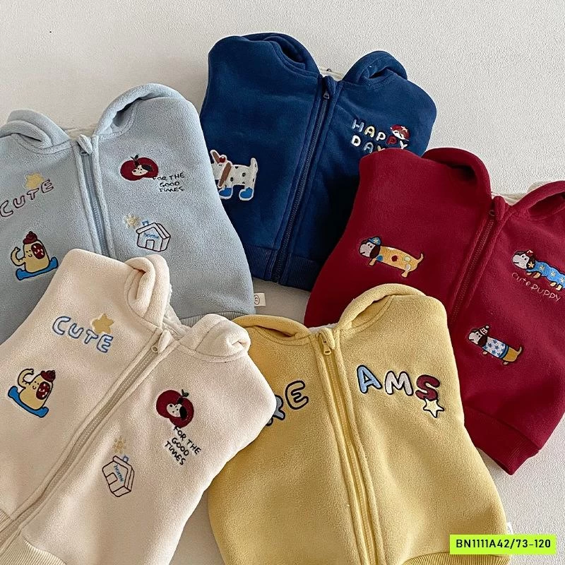 KHOÁC NỈ LÓT LÔNG CỪU THÊU CÚN