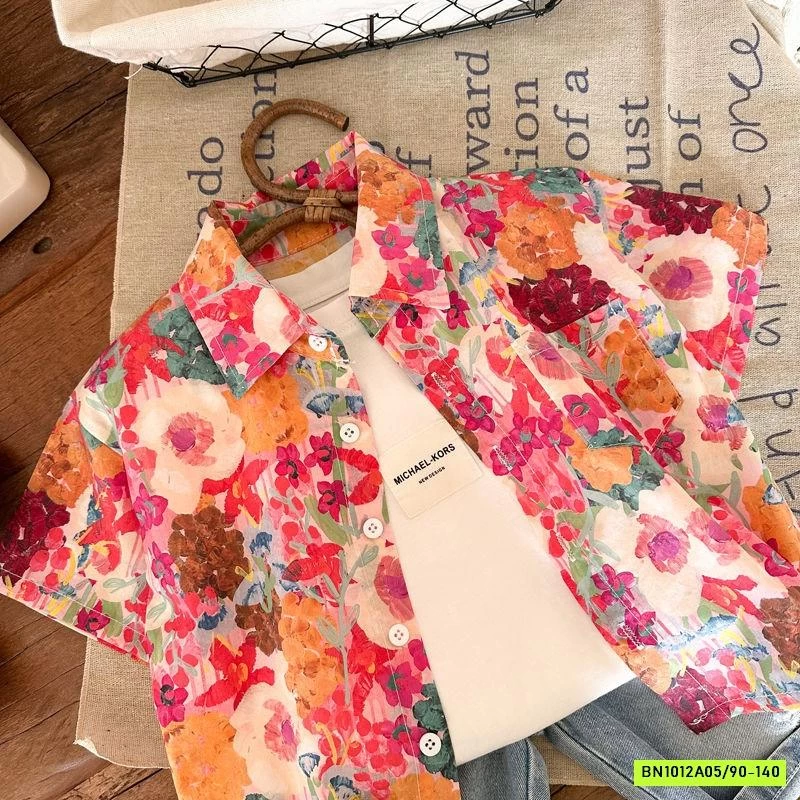 SƠ MI HOA NGẮN TAY