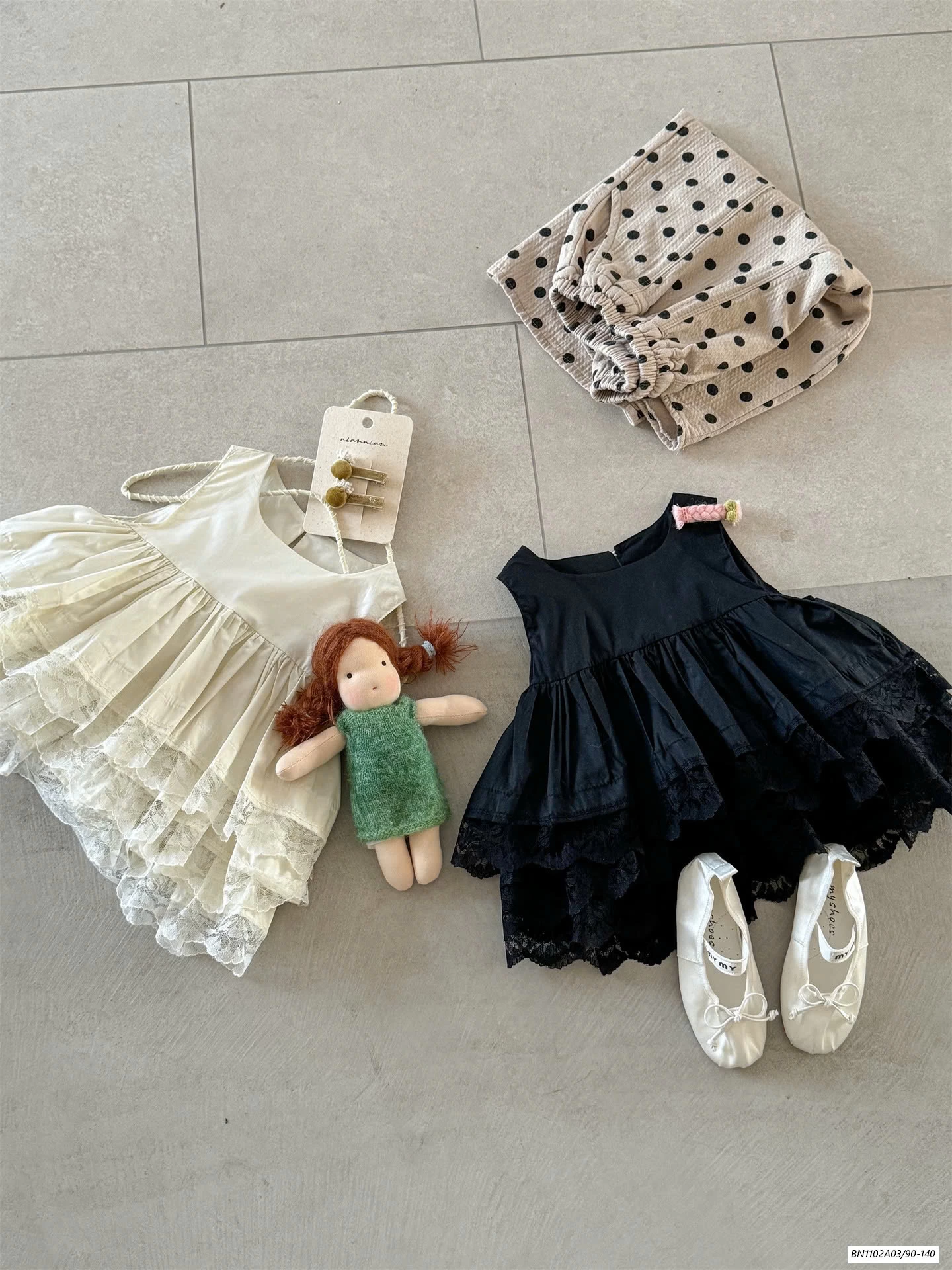 ÁO BBD MIX QUẦN SUÔNG CHẤM BI