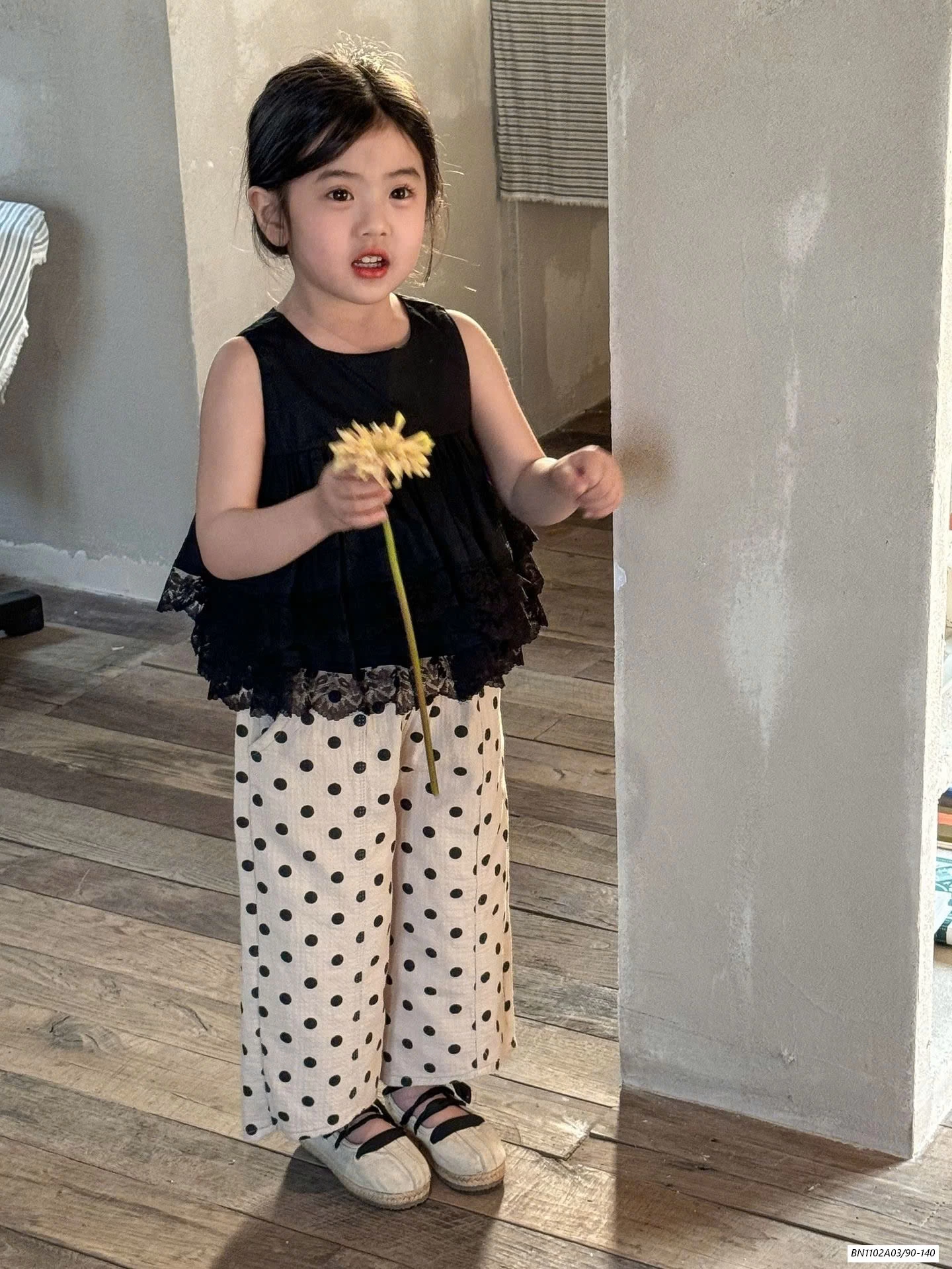 ÁO BBD MIX QUẦN SUÔNG CHẤM BI