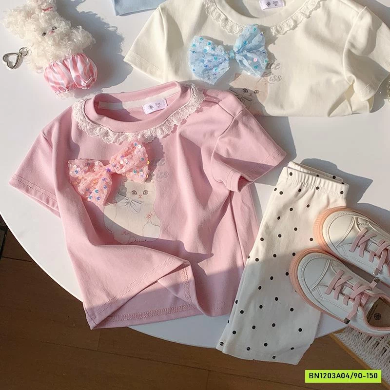 ÁO THUN MÈO GẮN NƠ