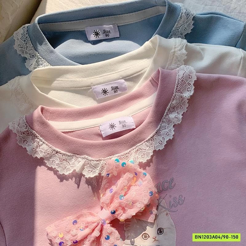 ÁO THUN MÈO GẮN NƠ