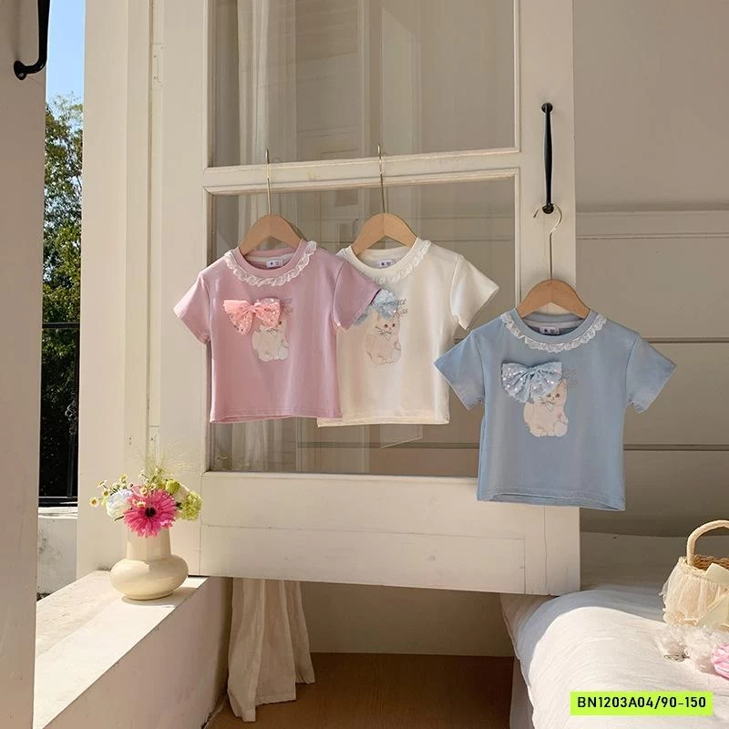 ÁO THUN MÈO GẮN NƠ