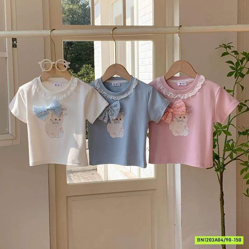 ÁO THUN MÈO GẮN NƠ