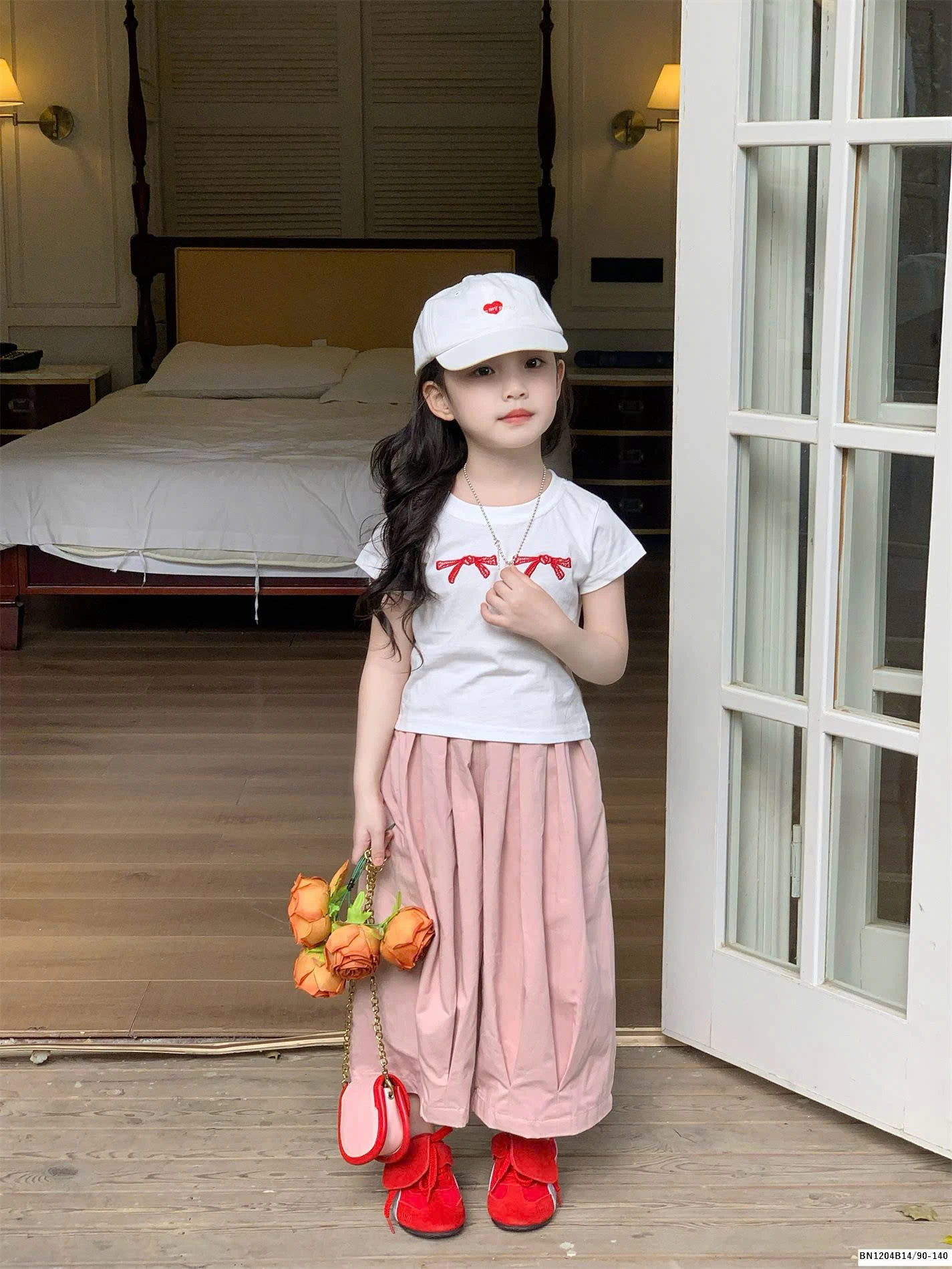 SET ÁO NƠ ĐỎ MIX QUẦN ỐNG RỘNG BG