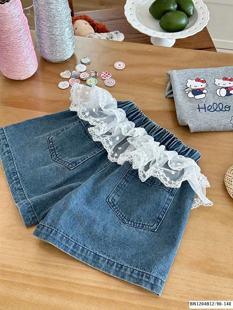 SET ÁO HELLO KITTY + SHORT JEAN PHỐI REN NINGLI