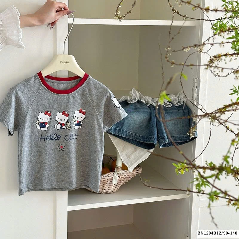 SET ÁO HELLO KITTY + SHORT JEAN PHỐI REN NINGLI