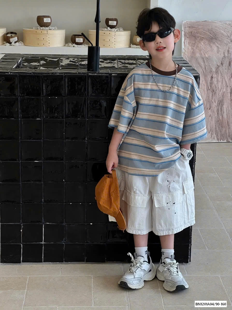 ÁO KẺ MIX SHORT VẢY SƠN