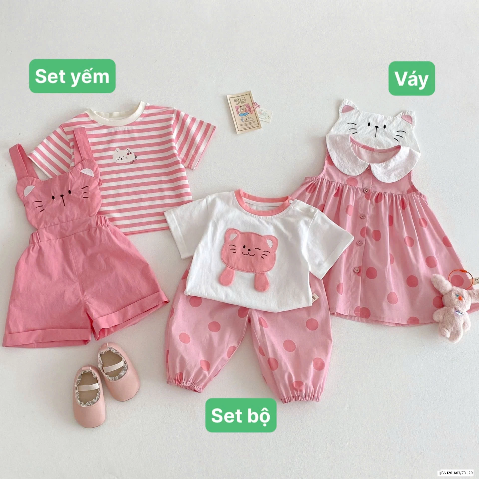 SÉT VÁY ÁO YẾM HOẠ TIẾT MÈO KUTE