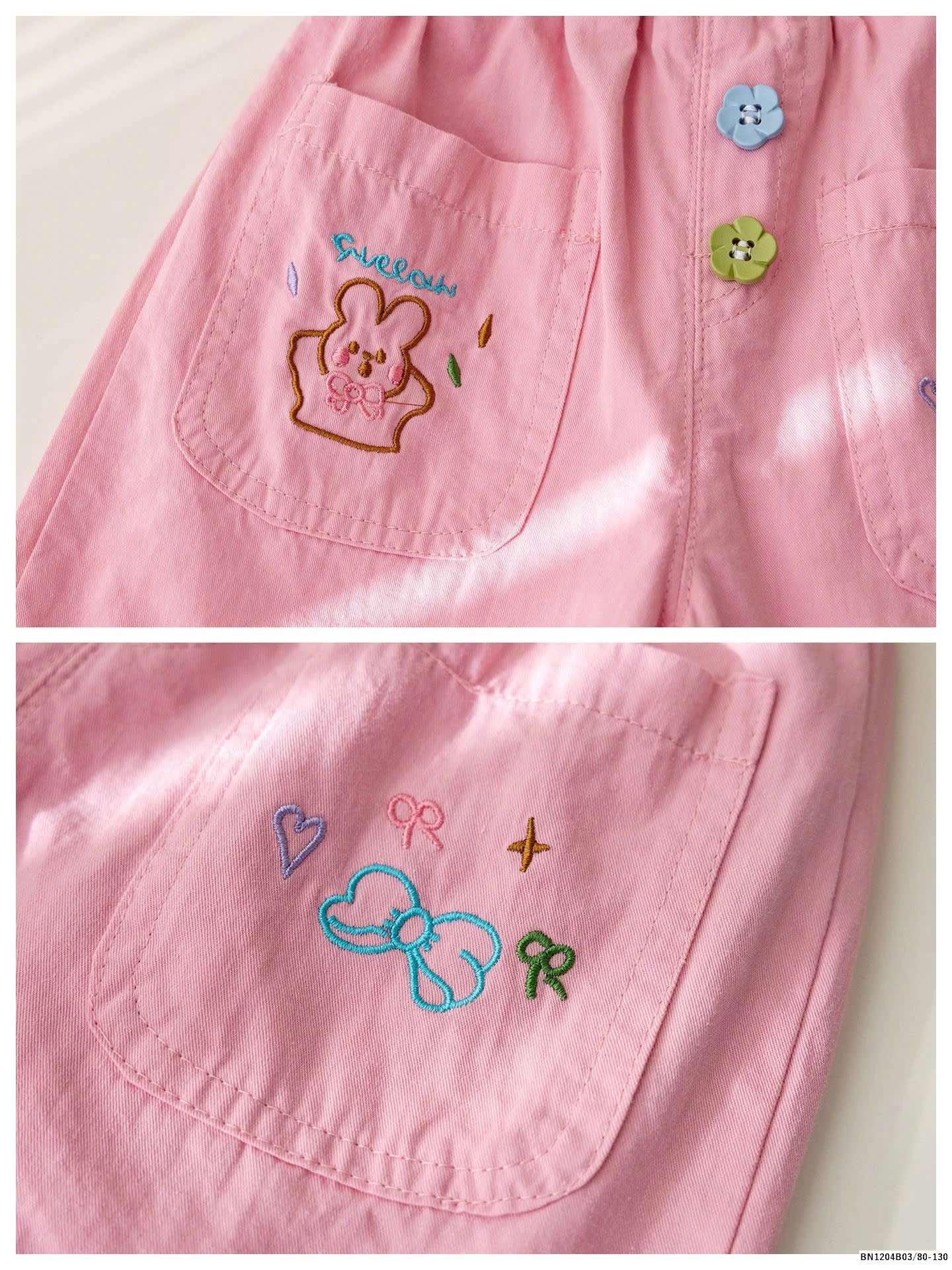 QUẦN SHORT CÚC MÀU TÚI THÊU THỎ