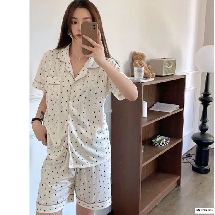 BỘ PIJAMA CỘC TAY NỮ
