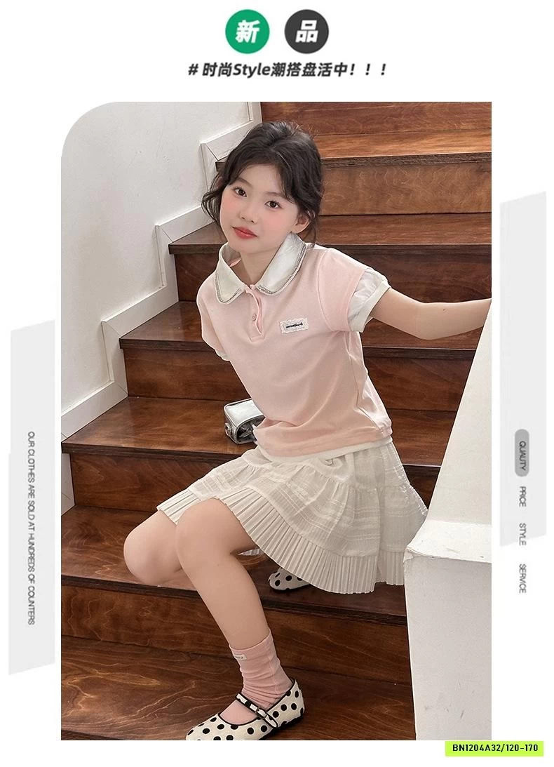 POLO HỒNG MIX CV TRẮNG