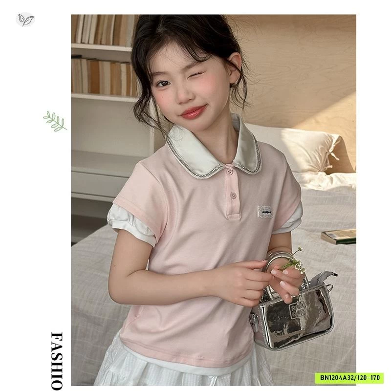 POLO HỒNG MIX CV TRẮNG