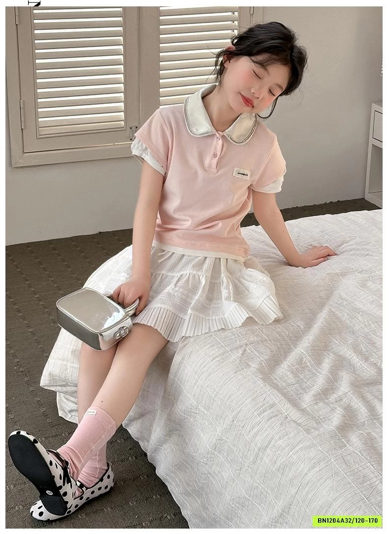 POLO HỒNG MIX CV TRẮNG