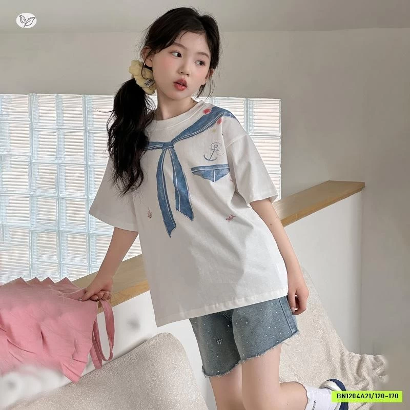 ÁO IN HÌNH KHĂN MIX SHORT JEANS GẮN ĐÁ