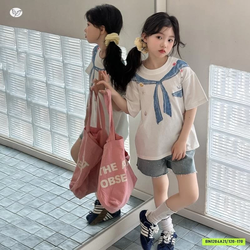 ÁO IN HÌNH KHĂN MIX SHORT JEANS GẮN ĐÁ