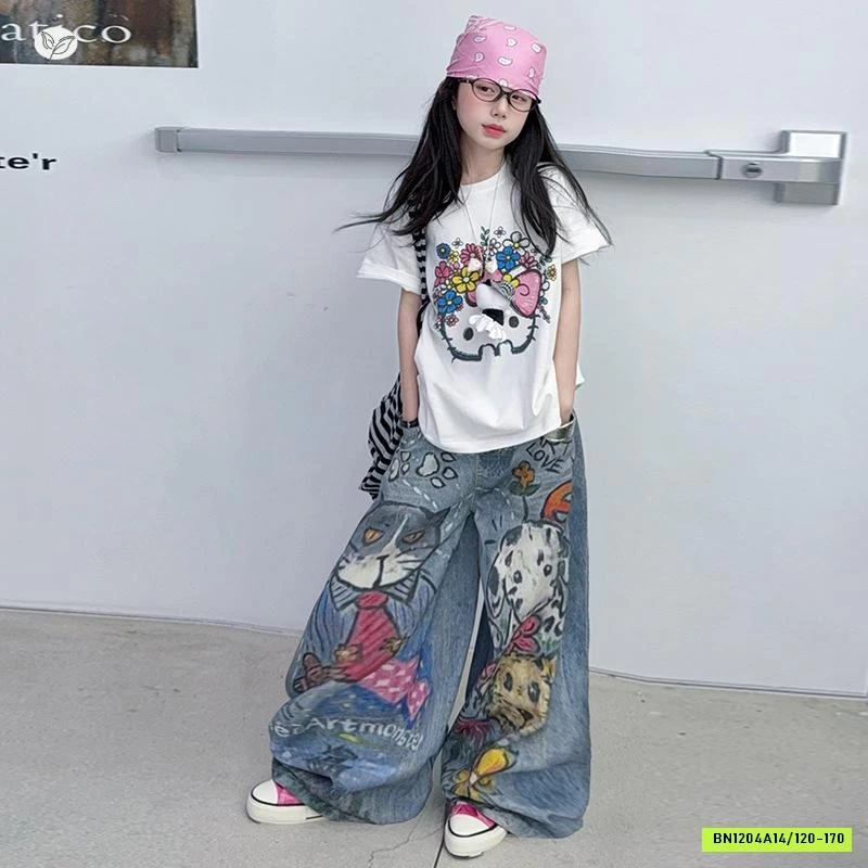 ÁO KITTY MIX JEANS HỌA TIẾT