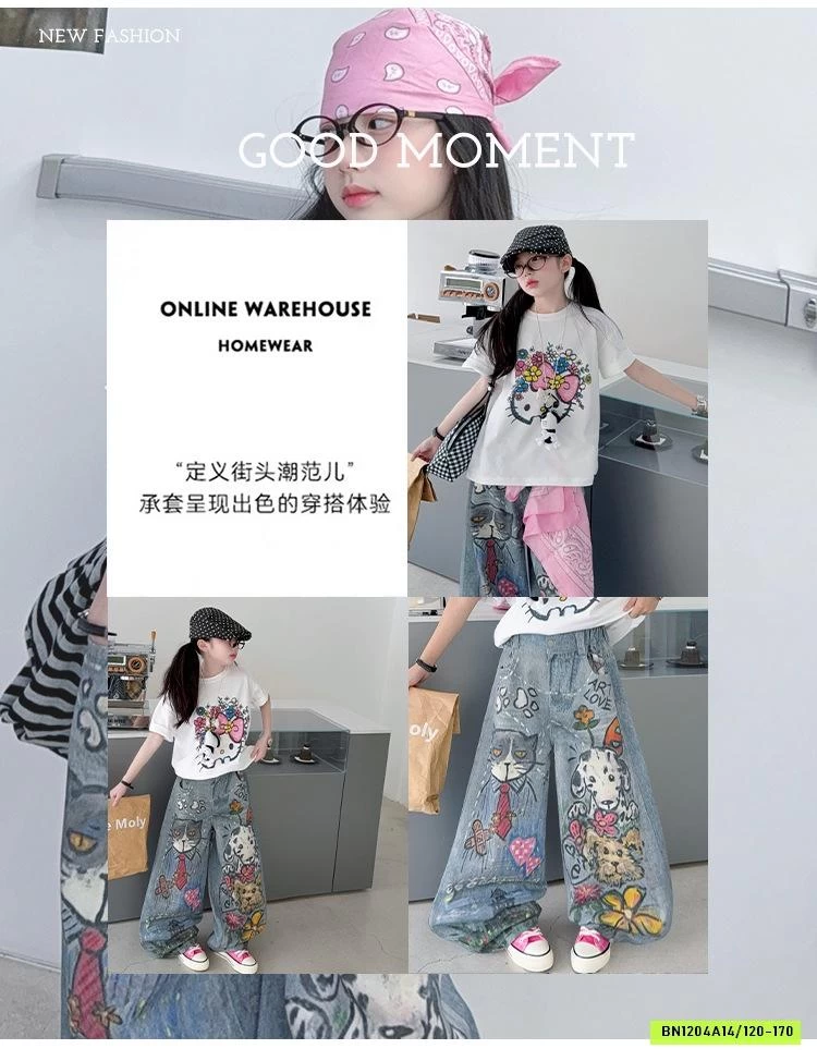 ÁO KITTY MIX JEANS HỌA TIẾT