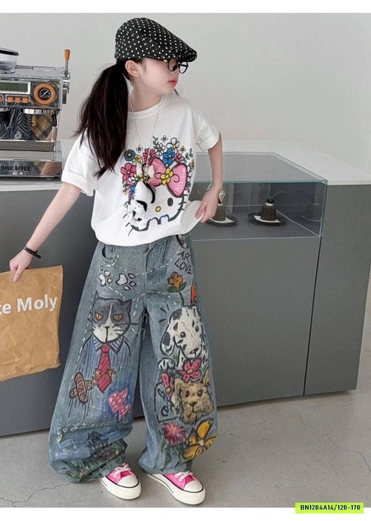 ÁO KITTY MIX JEANS HỌA TIẾT