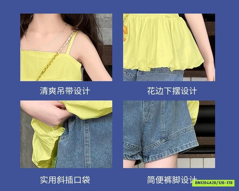 ÁO BÍ 2 DÂY MIX SHORT JEANS