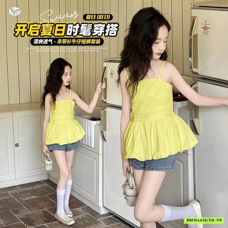 ÁO BÍ 2 DÂY MIX SHORT JEANS