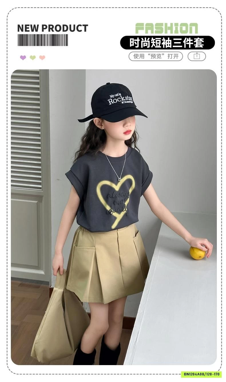 TANKTOP TRÁI TIM MIX CHÂN VÁY KAKI