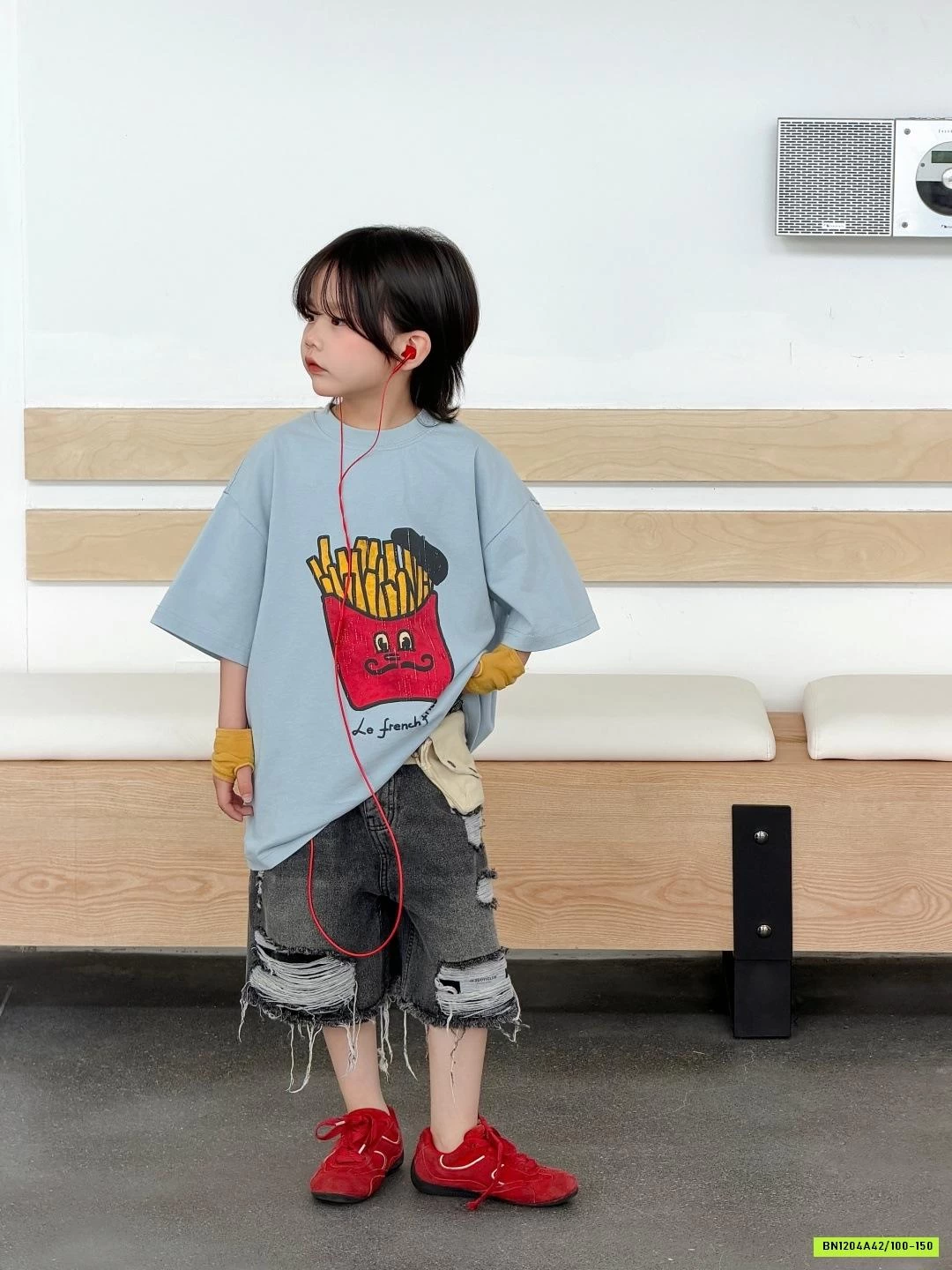 ÁO KHOAI TÂY MIX SHORT JEANS RÁCH