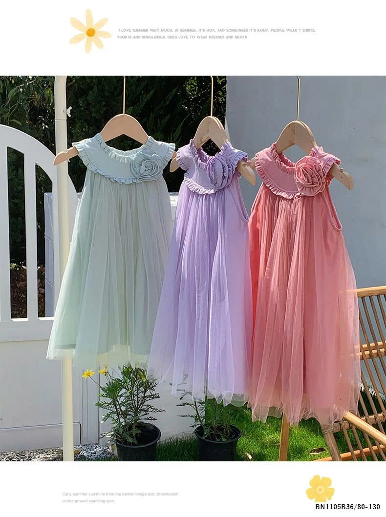 VÁY CÔNG CHÚA CỔ BÈO HOA NỔI BG