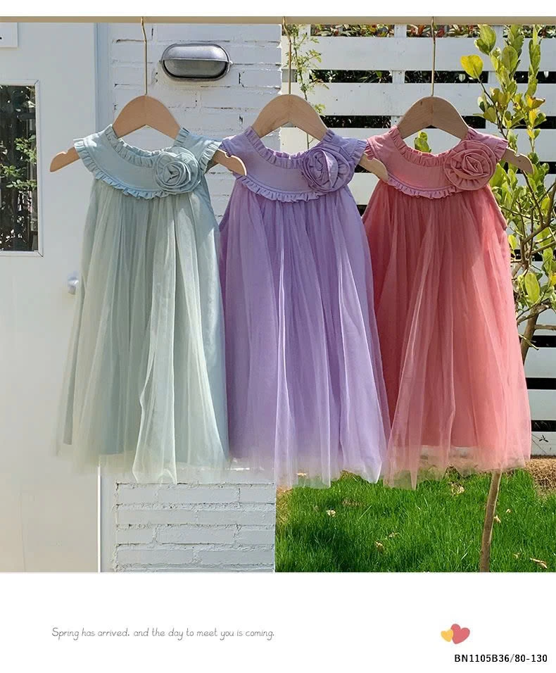 VÁY CÔNG CHÚA CỔ BÈO HOA NỔI BG