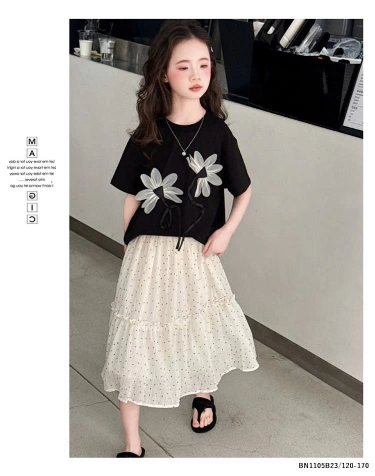 SÉT ÁO THUN HOA MIX CV CHẤM BI  SZ ĐẠI