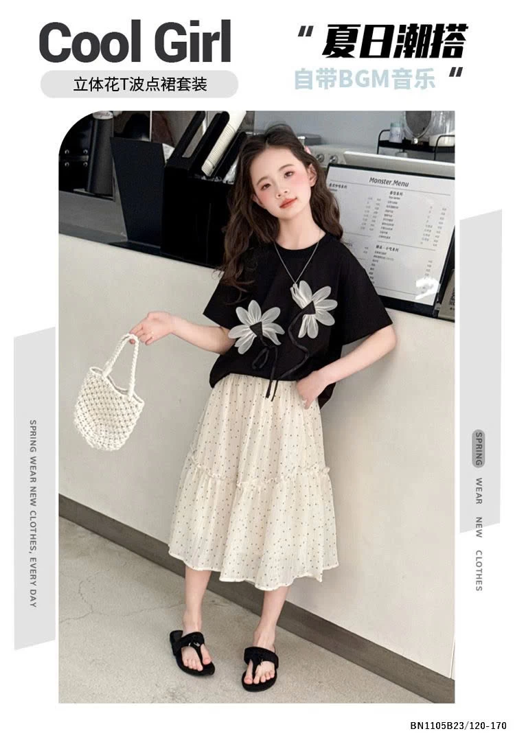 SÉT ÁO THUN HOA MIX CV CHẤM BI  SZ ĐẠI