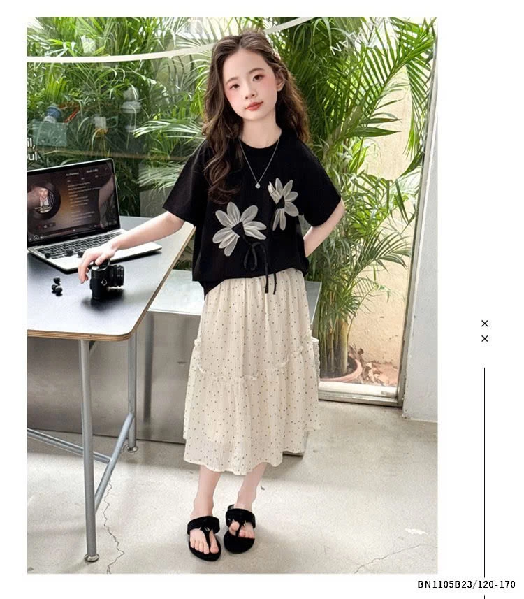 SÉT ÁO THUN HOA MIX CV CHẤM BI  SZ ĐẠI