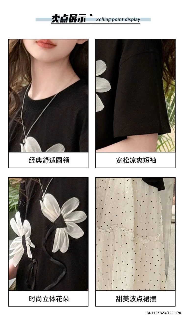 SÉT ÁO THUN HOA MIX CV CHẤM BI  SZ ĐẠI