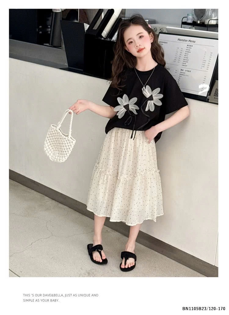 SÉT ÁO THUN HOA MIX CV CHẤM BI  SZ ĐẠI