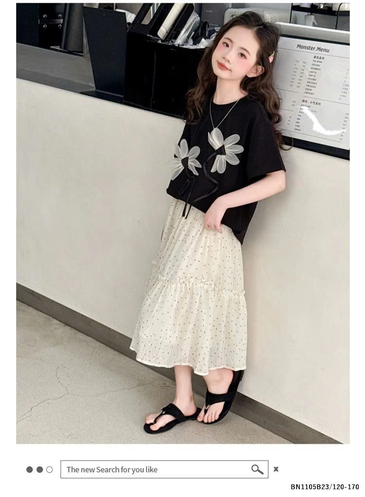 SÉT ÁO THUN HOA MIX CV CHẤM BI  SZ ĐẠI