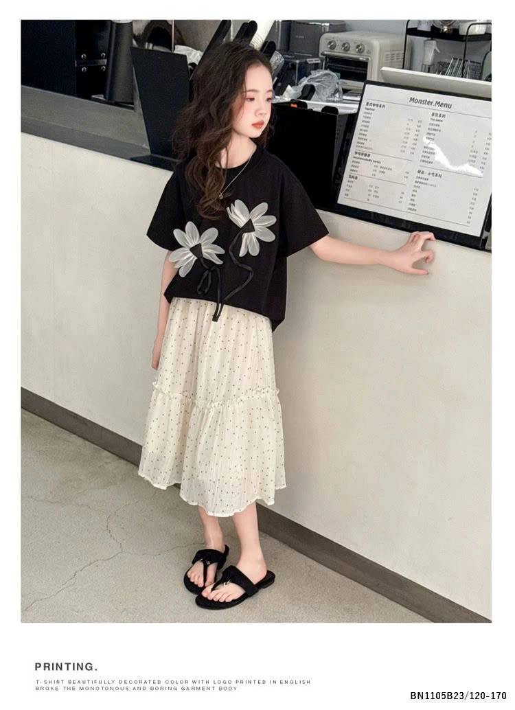 SÉT ÁO THUN HOA MIX CV CHẤM BI  SZ ĐẠI