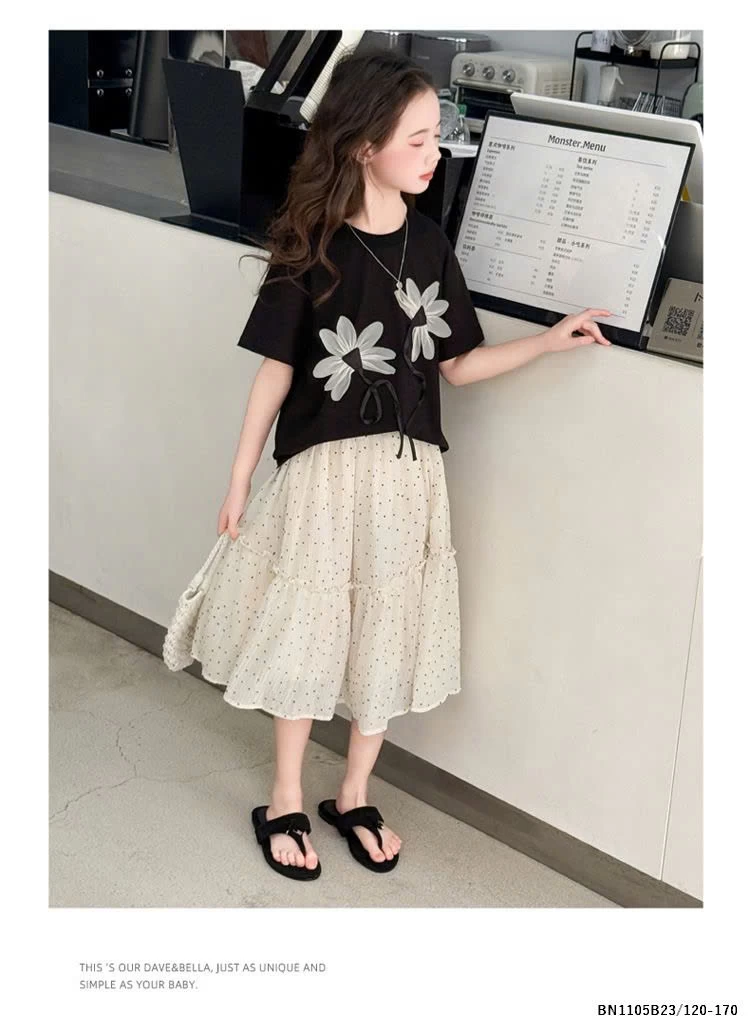 SÉT ÁO THUN HOA MIX CV CHẤM BI  SZ ĐẠI