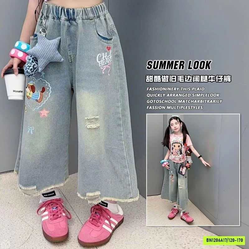 ÁO THUN HỒNG HOẠT TIẾT MIX JEANS LỠ