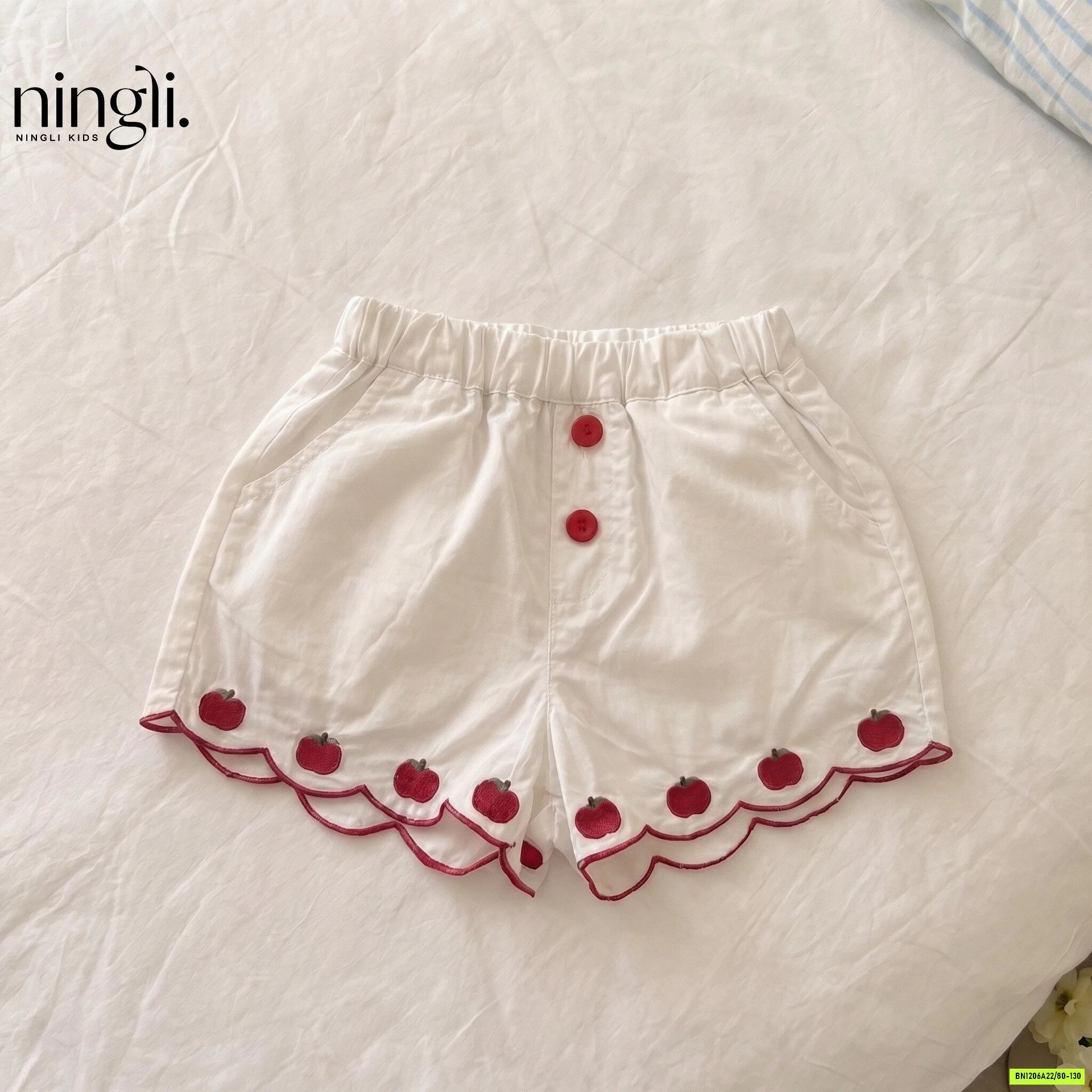 SÉT ÁO ĐỎ MIX SHORT THÊU TÁO NINGLI